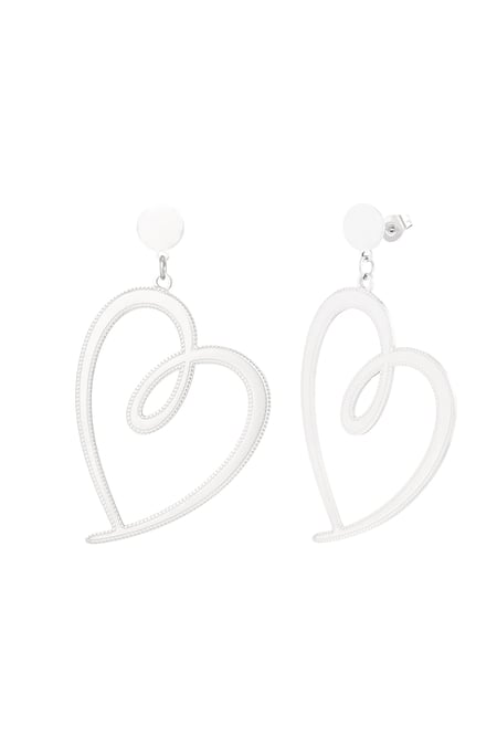 Signed heart earrings - Silver Color color 2