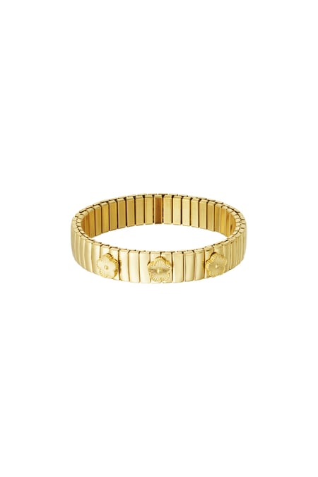 Statement-Blütenarmband – Goldfarbe - Goldfarbefarbe 2