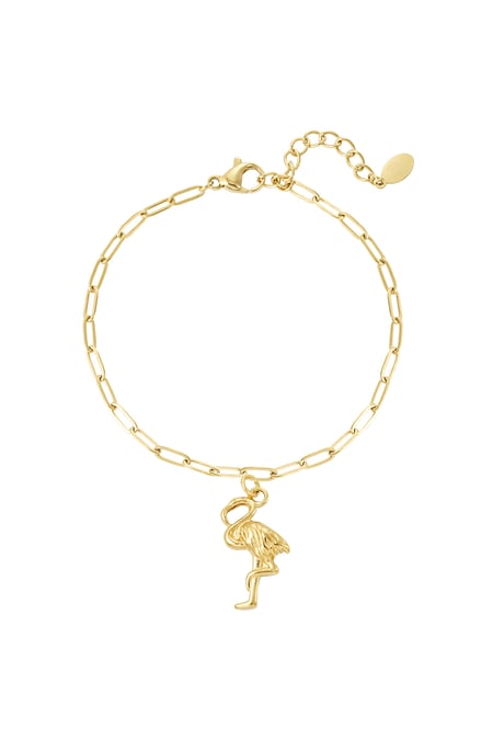 Flamingo-Kettenarmband – Goldfarbe - Goldfarbefarbe 2