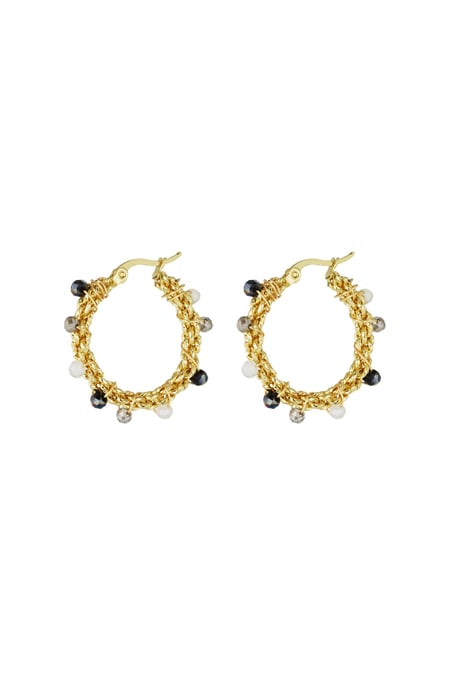 Bright bead oorbellen - zwart & grijs 2