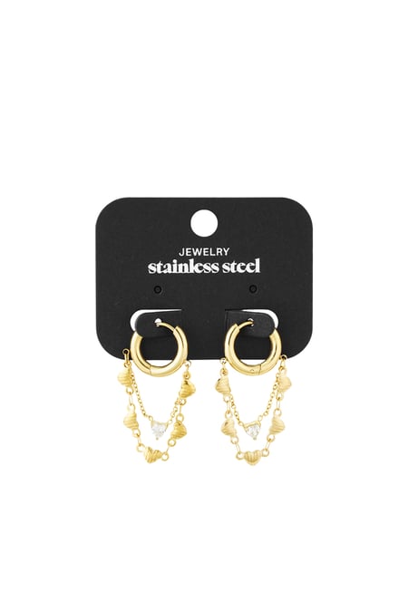 boucles d'oreilles chaîne de coeurs