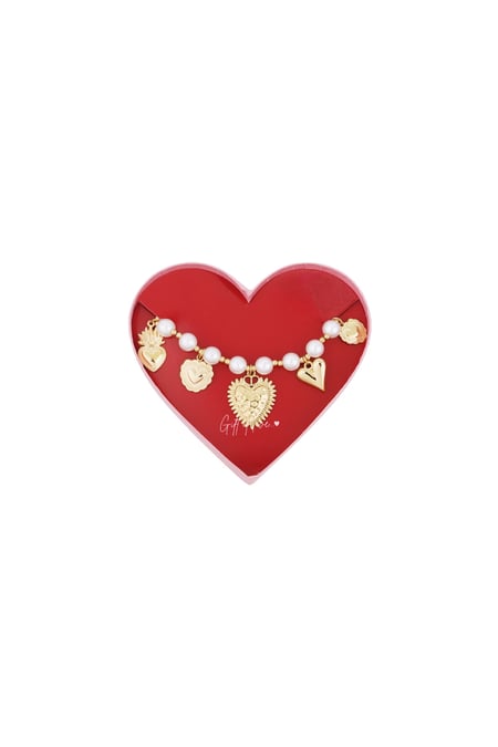 bracciale in acciaio inox con cuori di perle - dono d'amore 2