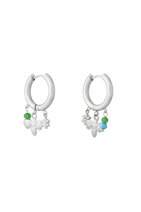 Bienen Charm Ohrringe - Silber Farbe 2