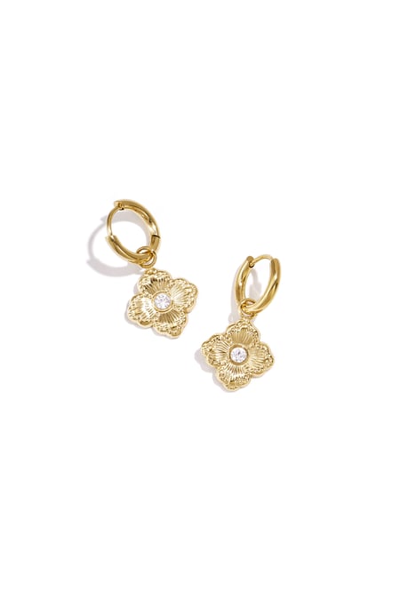 Zarif yonca ve taş motifli küpeler 2