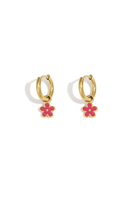 Roestvrijstalen kleurrijke bloemenoorbellen Stainless Steel 2