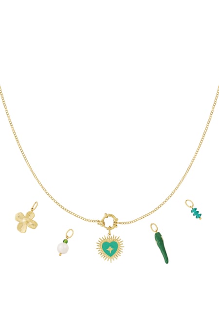 Collier DIY en forme de cœur vert 2