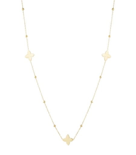 Long necklace with five flowers - Silver Color color 2