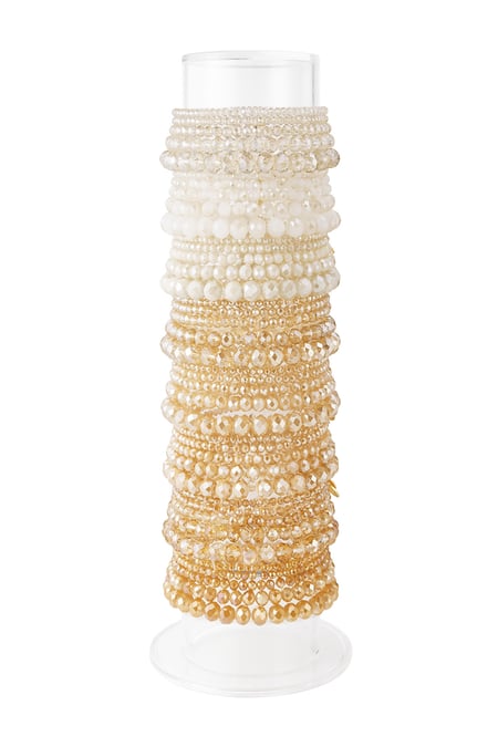 Set Armbänder bunt Multi Beige - Glasperlen