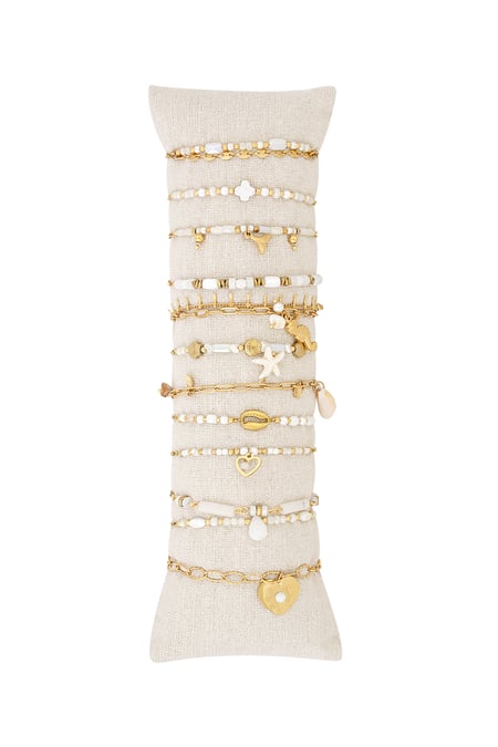 Armbänder Display Set Meeresbrise - Weißgold Farbe