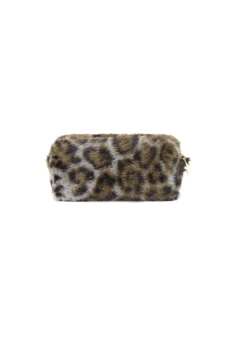 Leopar desenli makyaj çantası 2