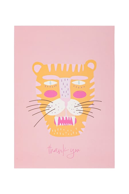 Greeting card tiger pink 2