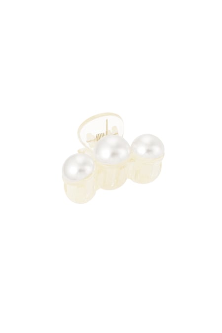 Hair clip 3 pearls white 2
