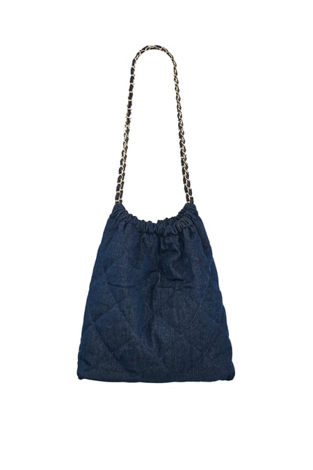 Dikiş motifli ve zincirli denim çanta 2