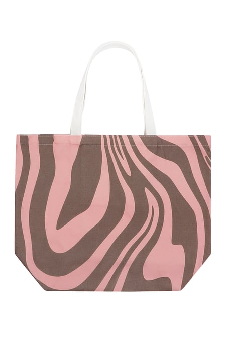 Canvas shopper zebraprint - bruin roze 2
