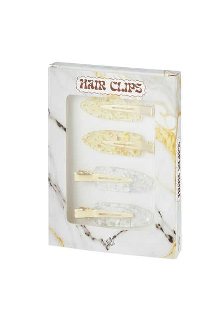Haarclip box marmer - Goud kleur zilver 2