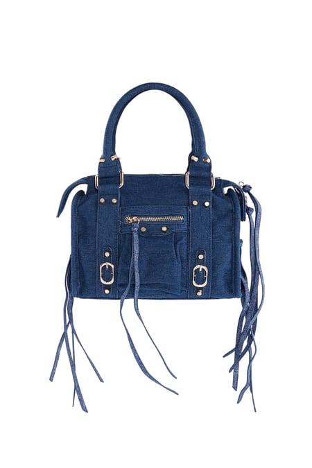 Blue fringed multi-pocket bag 2