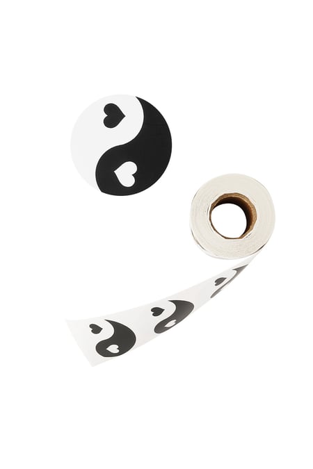 Aufkleber Yin Yang Herz - Schwarz und Weiß 2
