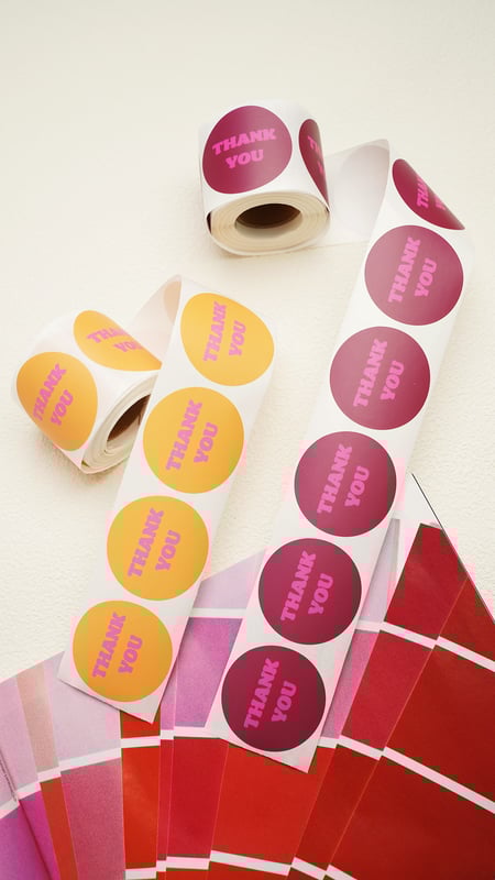 Stickers thank you - Orange pink