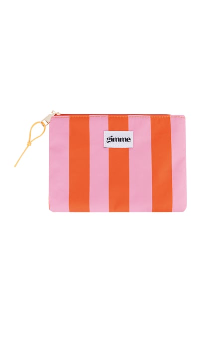 Flat toiletry bag large stripe - Orange pink 2