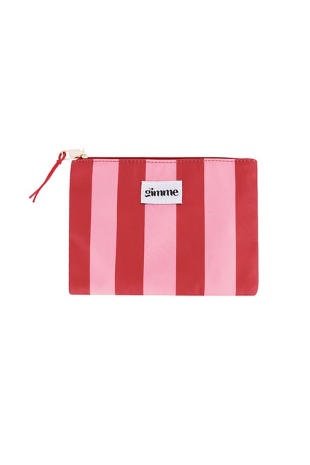 Flat toiletry bag thick stripe - Pink red 2