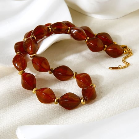 Collana con perline irregolari in acrilico color oro ematite da 1 pezzo 2