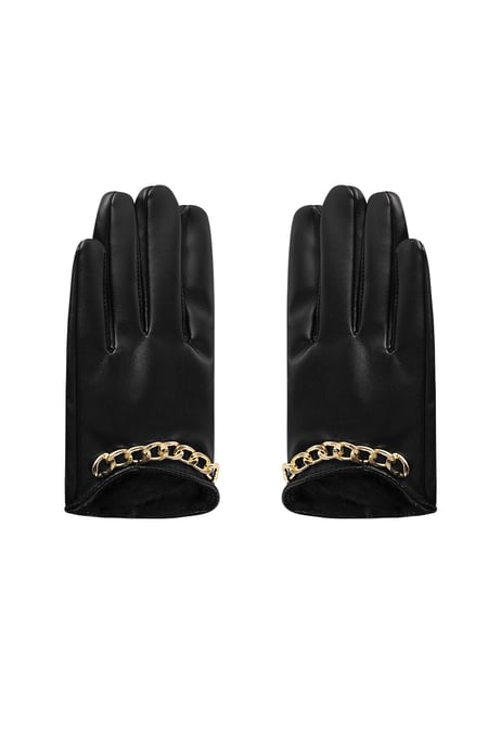 Handschoenen PU met kleine ketting 2