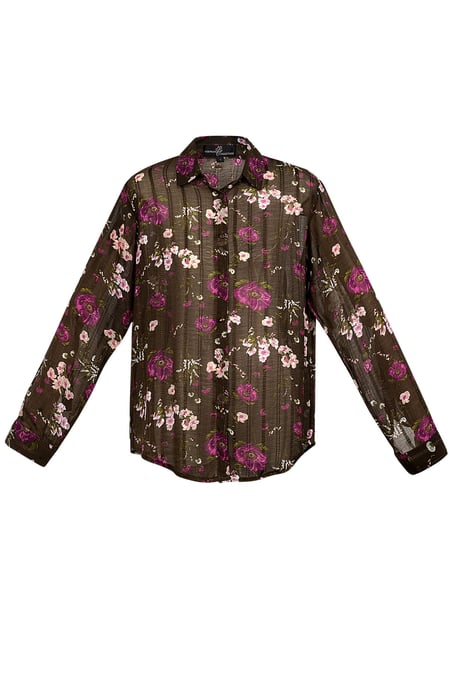 Blusa estampado floral marrón violeta 2