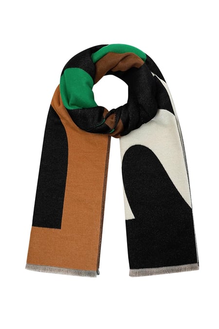Scarf with Paris print - green orange 2