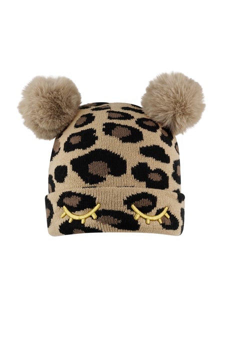 Bambini: cappello con stampa leopardata e palline