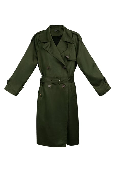 Trench classique en daim - vert S 2