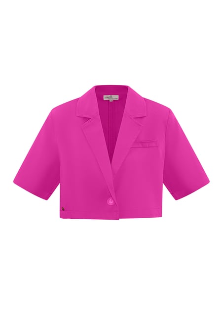 Pastellfarbener, kurz geschnittener Basic-Blazer – Fuchsia 2
