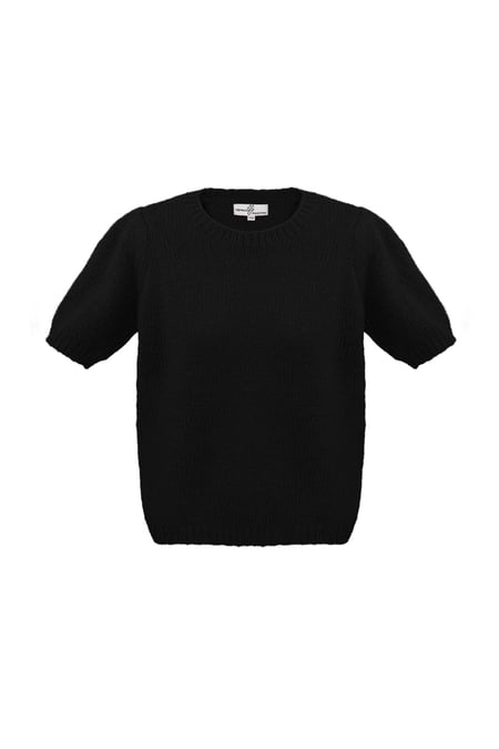 Basic-Shirt mit Puffärmeln – Schwarz 2