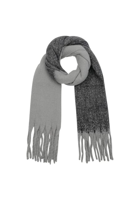 Wintersjaal polar plush - zwart grijs 2