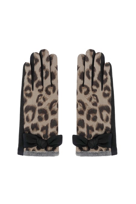 Leopard chic gloves - black & beige 2