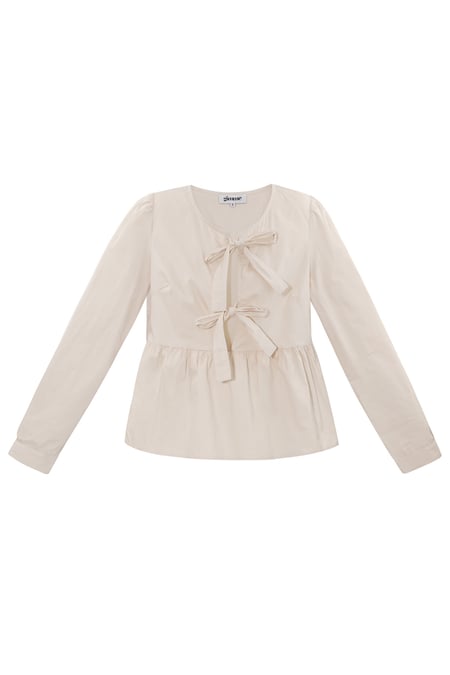 Longsleeve peplum top met strikjes 2