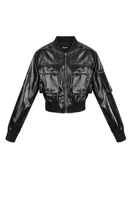 Chaqueta de motociclista de PU - Negra 2