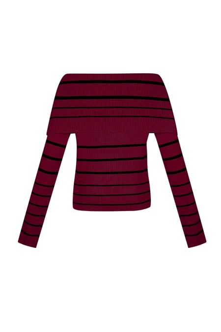 Gestreepte off shoulder top - Zwart & rood 2