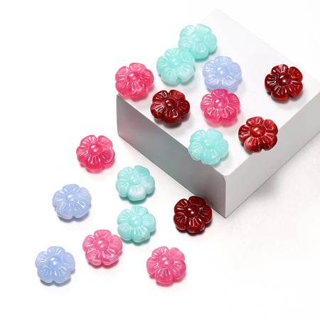 1 bolsa de cuentas acrílicas con forma de flor dulce 2