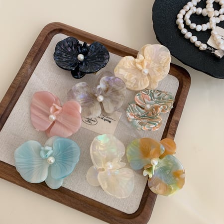 1 paire de pinces à cheveux pour femme en acétate, série Simple Daily Flower 2