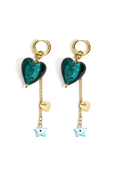 Pendientes colgantes de acero inoxidable con forma de corazón, estilo casual, diario, sencillo, para mujer. 2