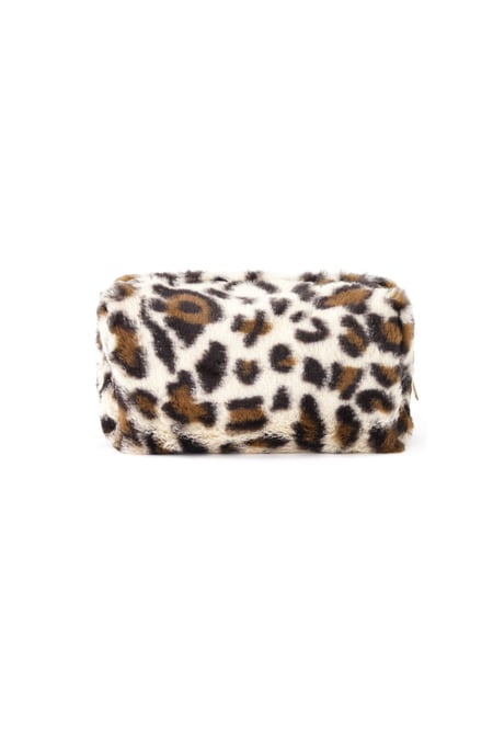 Bolsa de maquillaje suave con estampado de leopardo