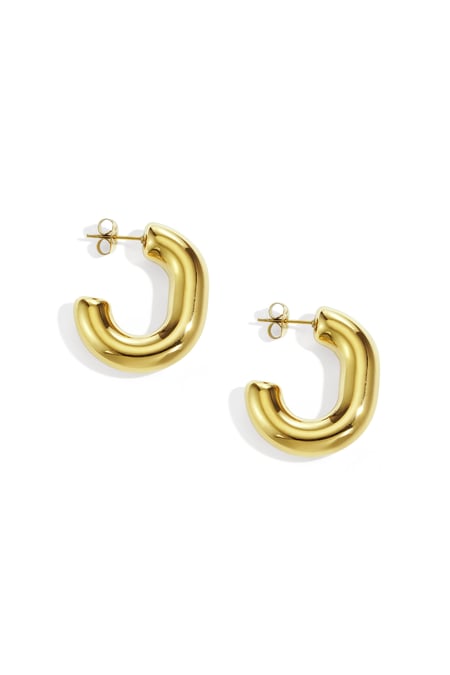Boucles d&#39;oreilles créoles en acier inoxydable de forme irrégulière, série décontractée, simple et quotidienne, bijoux pour femmes 2