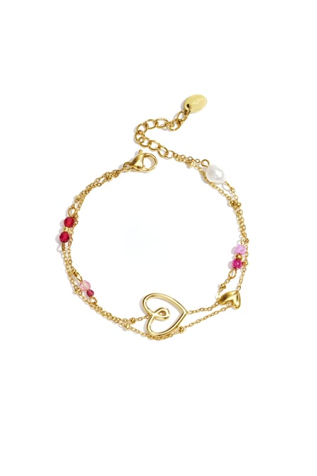 Bracelet with playful heart, beads and pearl 2