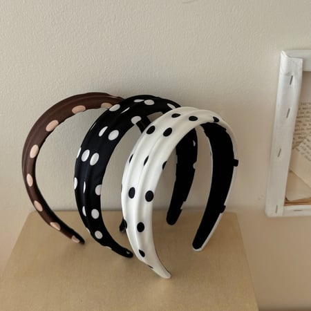 1 pieza de diademas elegantes de tela con lunares para mujer 2