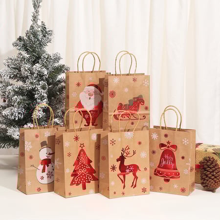 1 Piece Christmas Kraft Paper Party Packing Bag