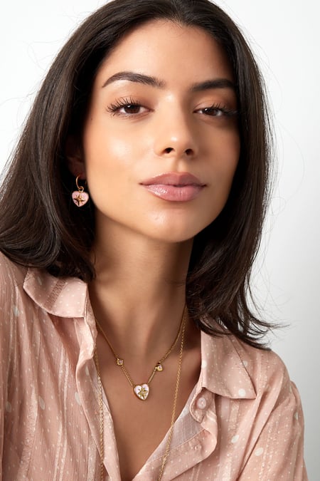 Collier coeur avec pierres - Couleur or/blanc (Pack with plastic bag)