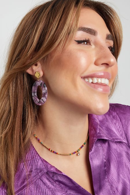 Bunte Halskette aus Naturstein und Strass