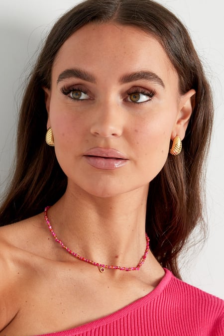 Bead chain charm - pink/orange