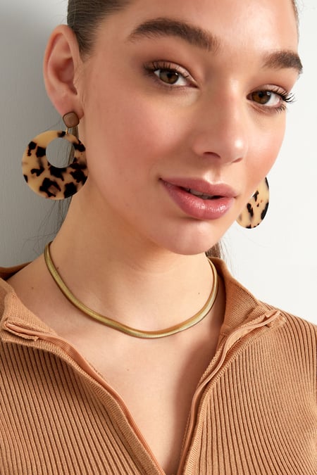 Halskette flach mit Aufdruck - Goldfarbe-6.0MM