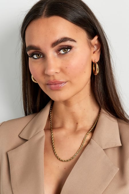 unisex necklace twisted 50cm - Gold color-4.0mm